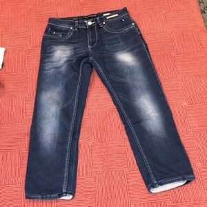 Monte Carlo men’s size 32” waist 27” length inseam blue wash jeans